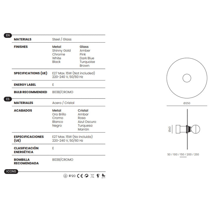 Fest Wall Lamp dimensions and technical details