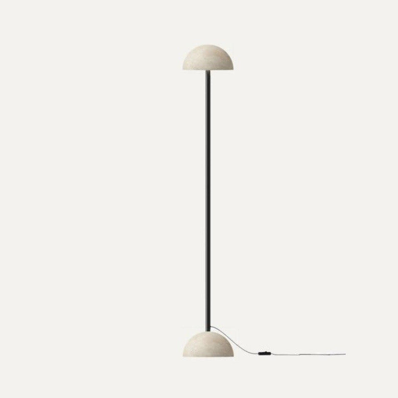 Big Dussa Floor Lamp in Matt Black with pale travertine shade and base, unlit