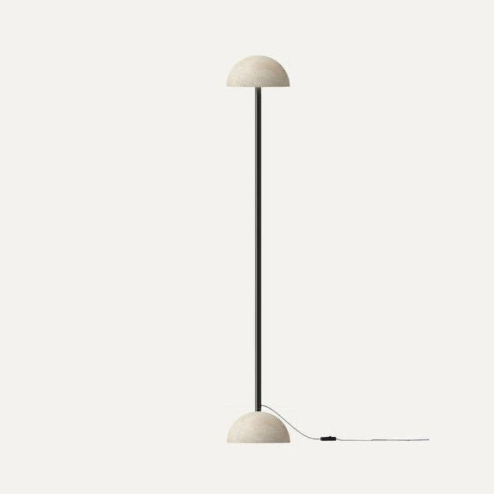 Big Dussa Floor Lamp in Matt Black with pale travertine shade and base, unlit