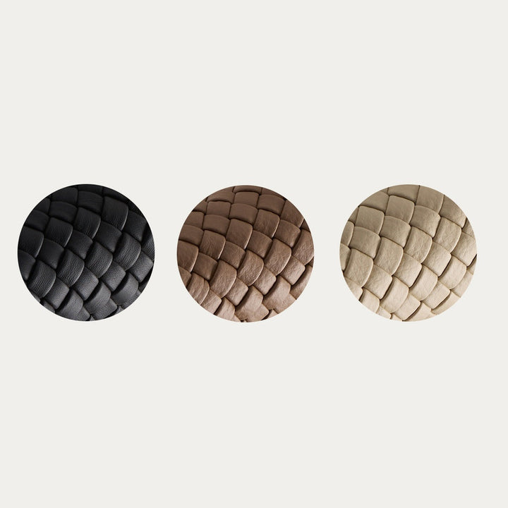 Coco Table Lamp braided leather options in black, brown and grey taupe
