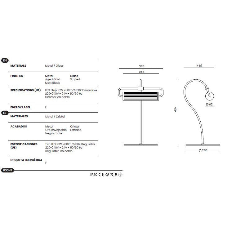 Ison Table Lamp dimensions and technical details