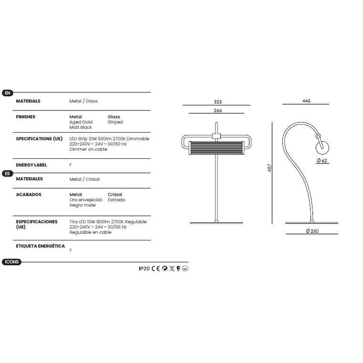Ison Table Lamp dimensions and technical details