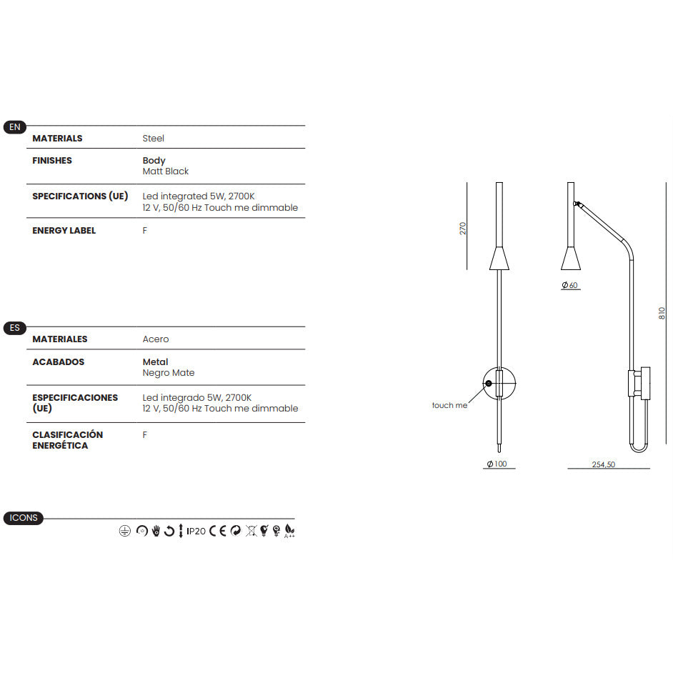 Lyb Wall Lamp dimensions and technical details