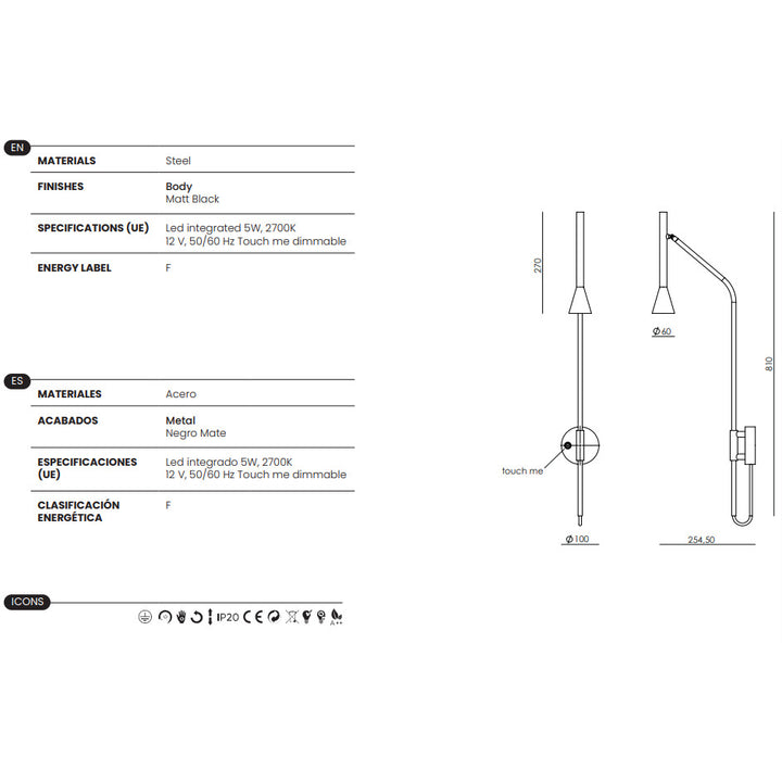 Lyb Wall Lamp dimensions and technical details