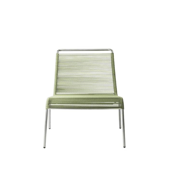 FDB Møbler M20L Teglgaard Lounge Cord Chair, Stainless Steel/Brushed Green