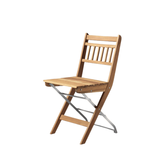 FDB Møbler M23 Lilleø Balcony Chair, Stainless Steel/Solid Nature Oiled Teak