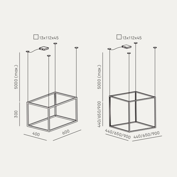Cube X Pendant Lamp dimensions and technical details