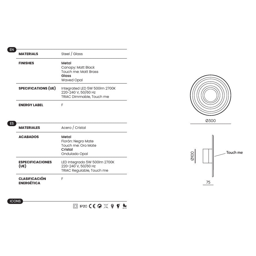 Glic Wall Lamp dimensions and technical details