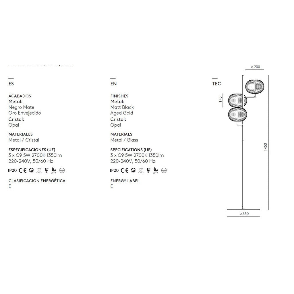 Irzo Floor Lamp dimensions and technical details