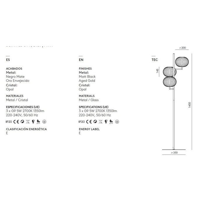 Irzo Floor Lamp dimensions and technical details