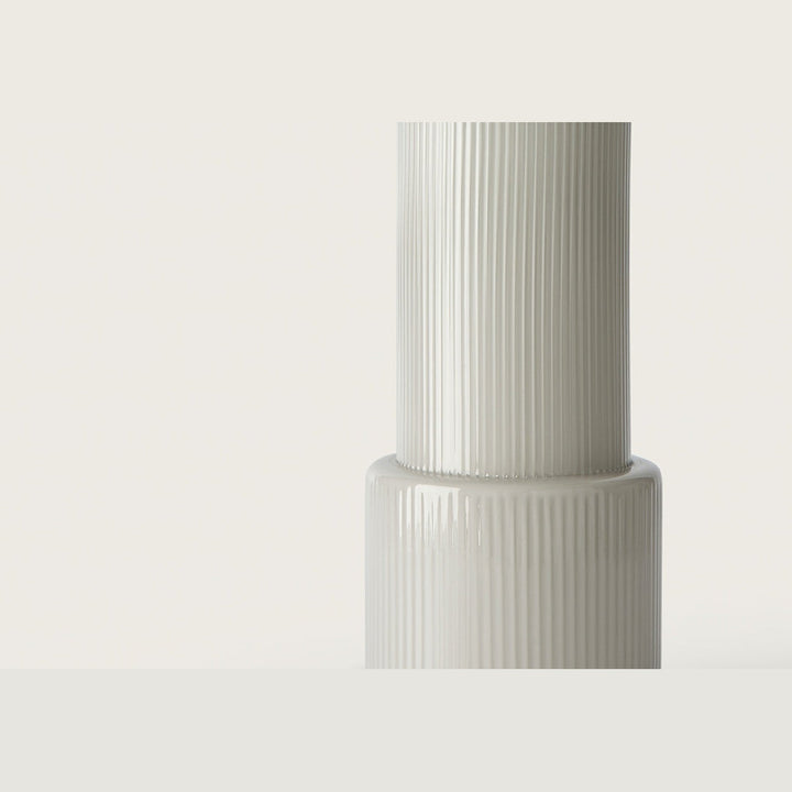 Atina Table Lamp close-up of the glossy ribbed glass base in two stacked tiers