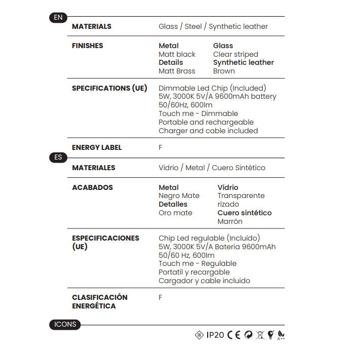 Bally Table Lamp technical details