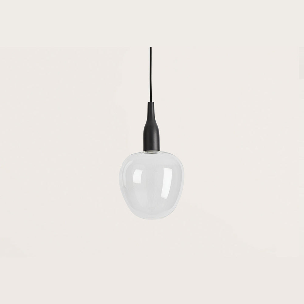 C1012 Pendant Lamp close-up of the clear glass shade and black tapered holder