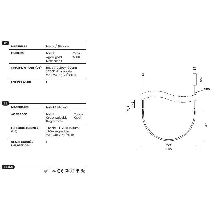 Cram Pendant dimensions and technical details