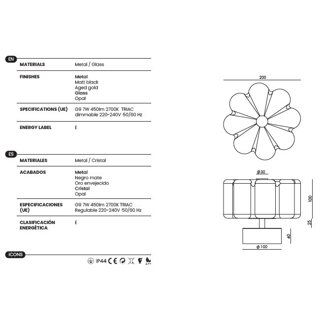 Flow Wall Lamp dimensions and technical details