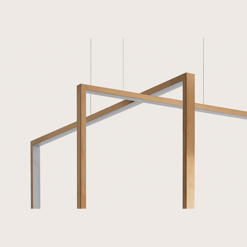 Frame Pendant Lamp bronze frame corners in close-up, showing the integrated LED channel