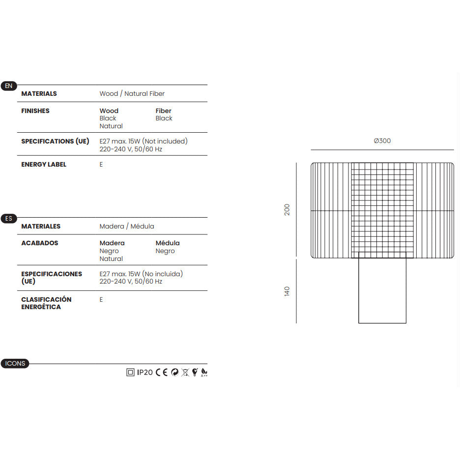 Hedula Table Lamp dimensions and technical details