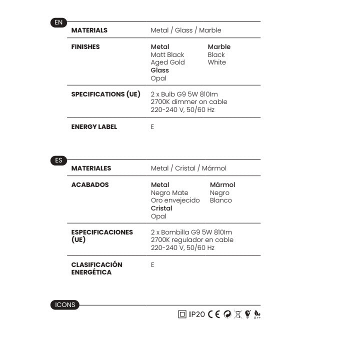Hold Table Lamp materials and technical details