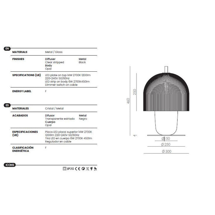 Holm Table Lamp dimensions and technical details