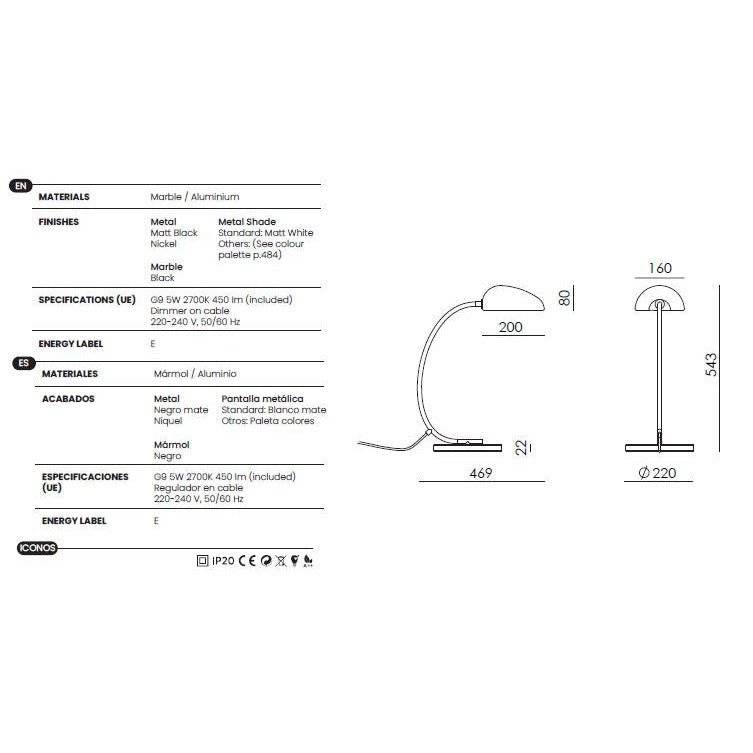 Kezo Table Lamp dimensions and technical details