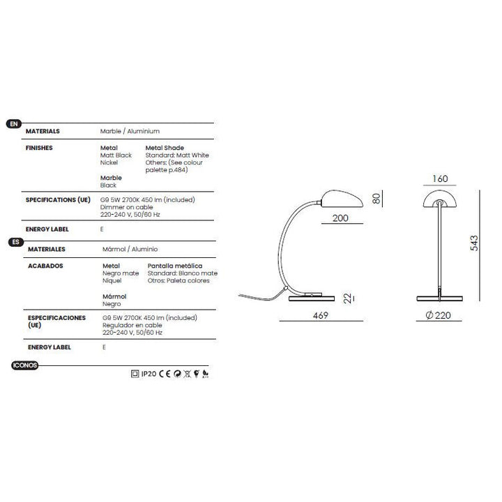 Kezo Table Lamp dimensions and technical details
