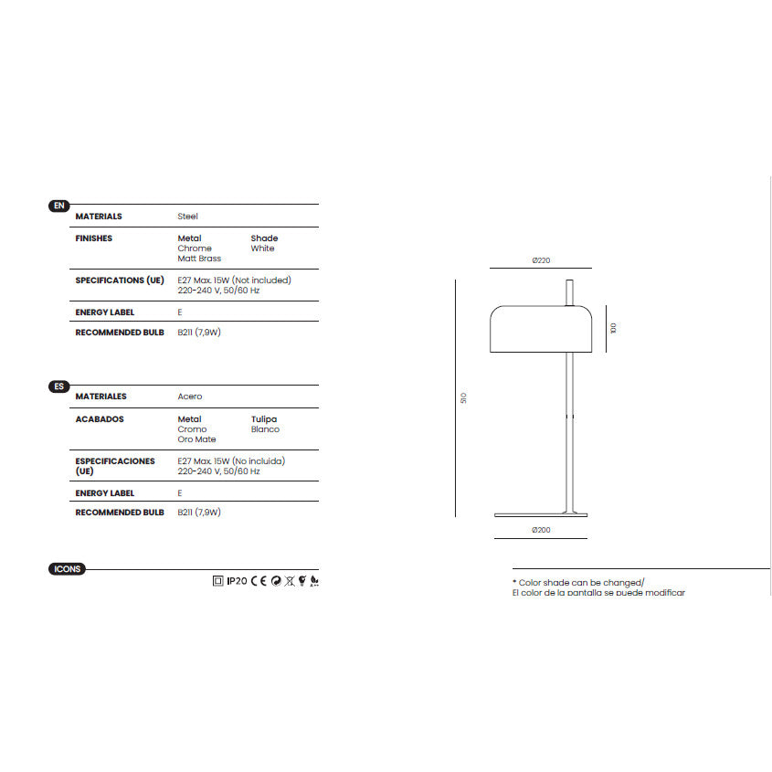 Lalu Table Lamp dimensions and technical details
