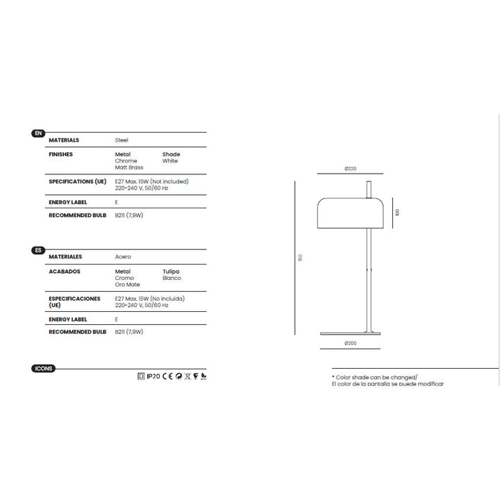 Lalu Table Lamp dimensions and technical details
