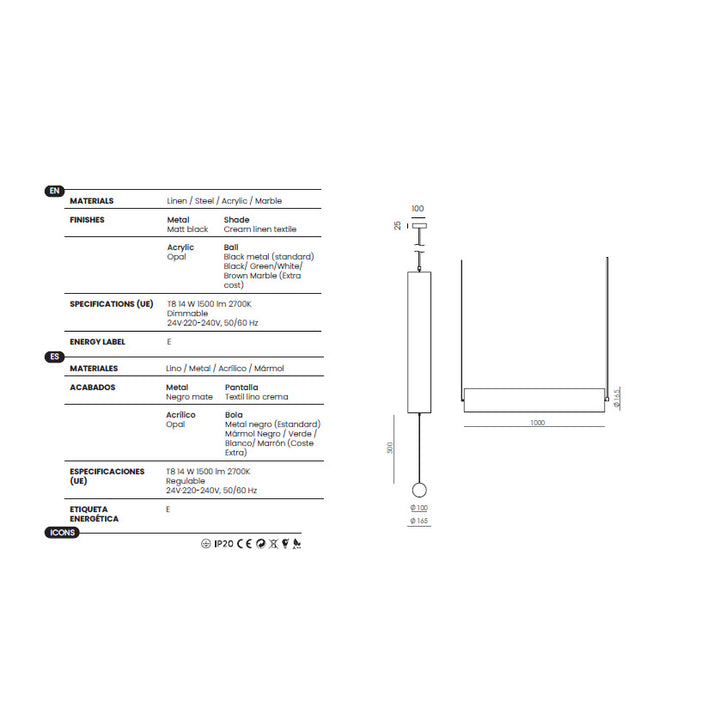 Nooi Large Pendant Lamp dimensions and technical details