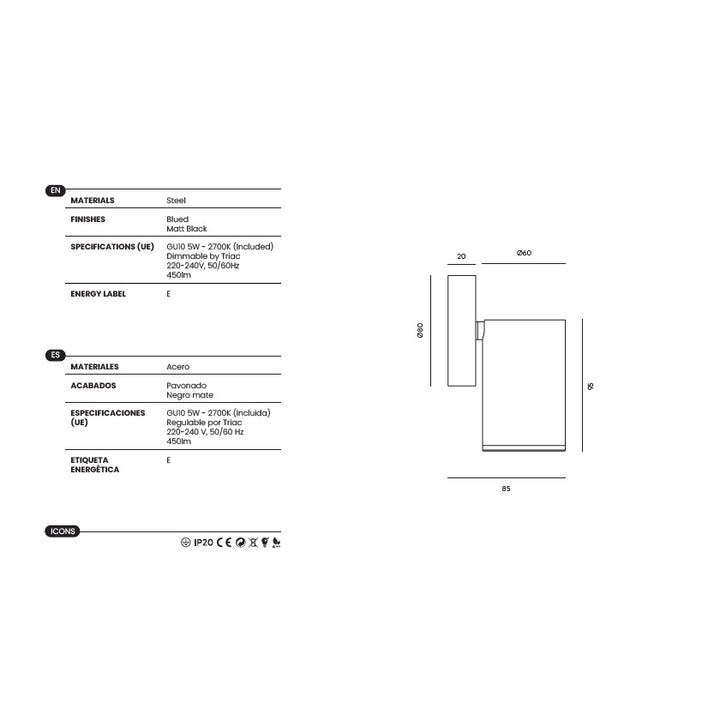 Noon Spot dimensions and technical details