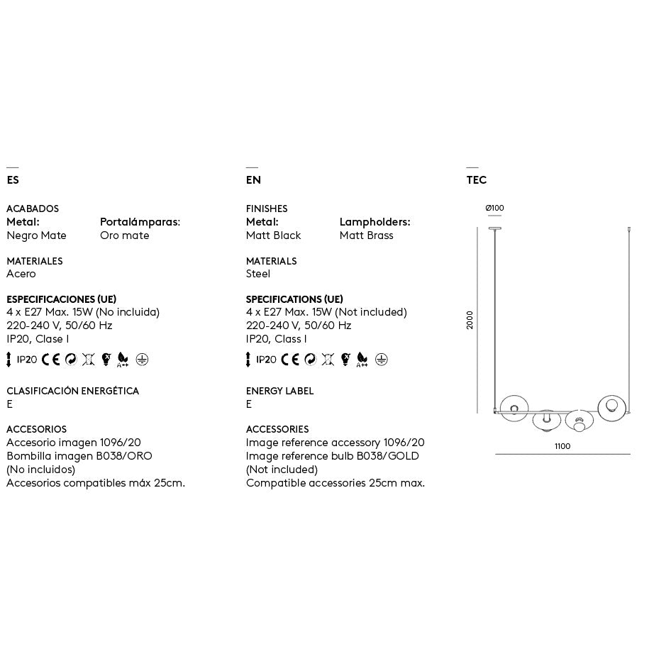 Ohlala Pendant Lamp dimensions and technical details
