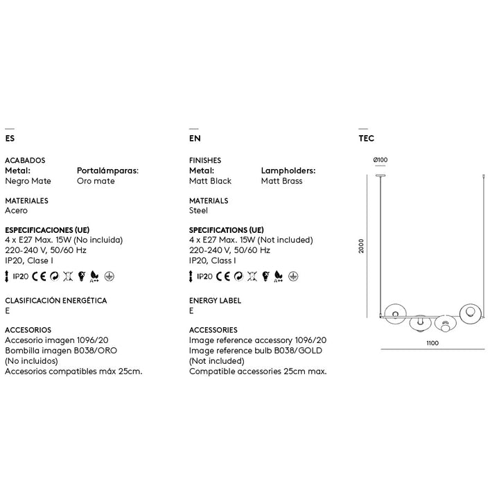 Ohlala Pendant Lamp dimensions and technical details