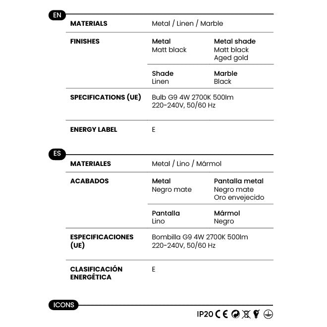 Pull Floor Lamp materials and technical details