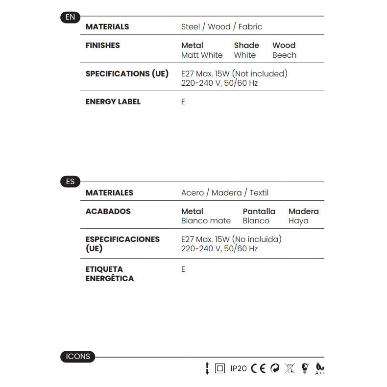 Riu Floor Lamp materials and technical details
