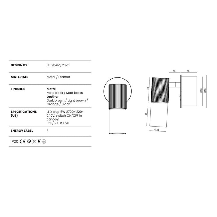 Tura C Wall Lamp dimensions and technical details