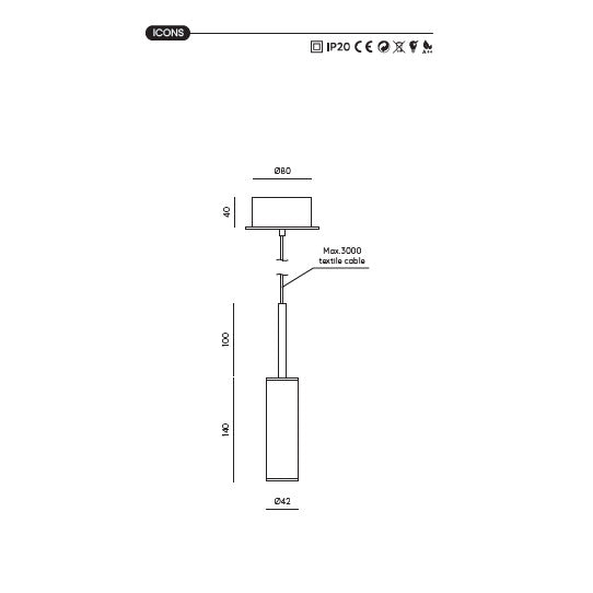 Tura Pendant Lamp dimensions and technical details