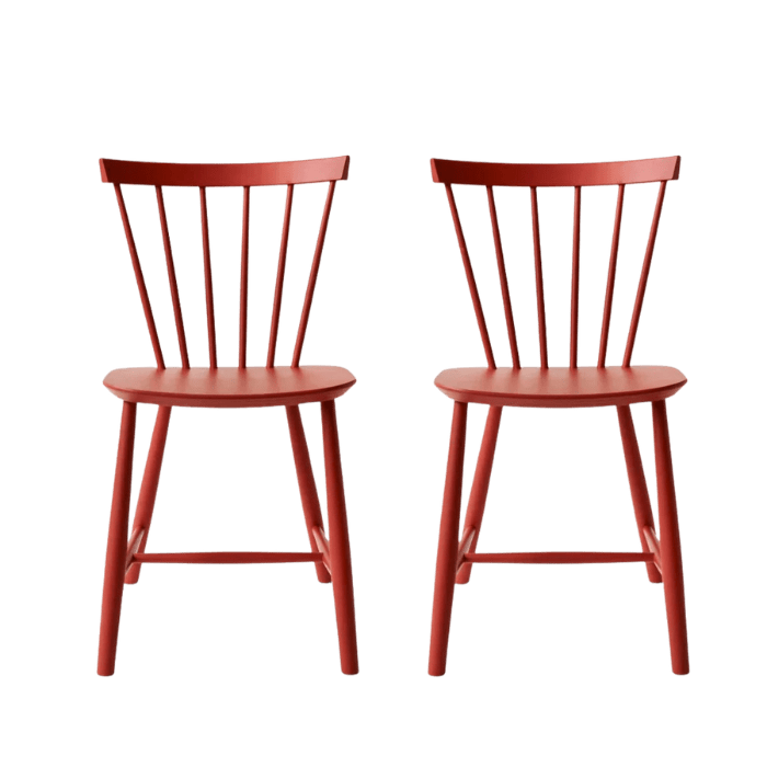 FDB Møbler J46 Dining Chair, Coral Red Painted Beech, 2 pcs.