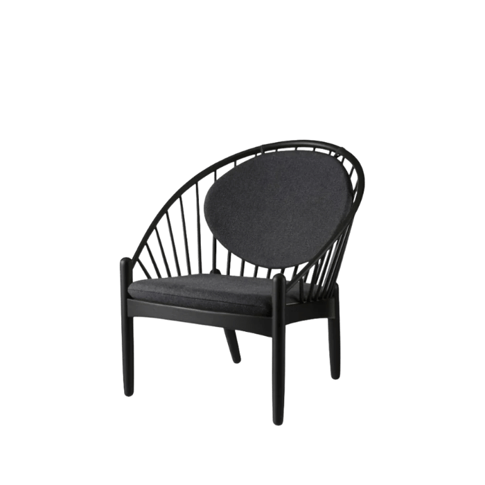 FDB Møbler J166 Jørna Chair, Jet Black Oak/Black Leather