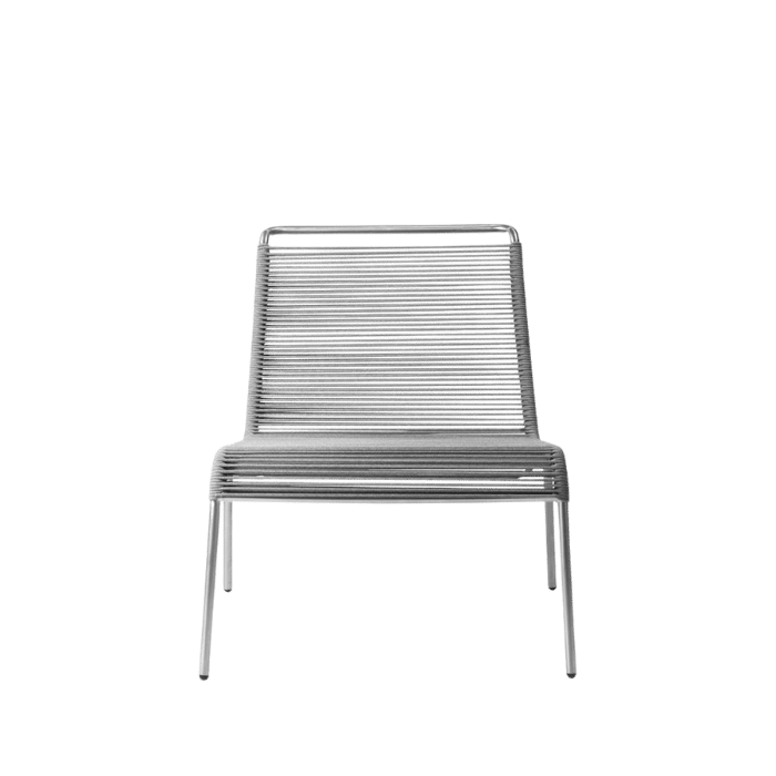 FDB Møbler M20L Teglgaard Lounge Cord Chair, Stainless Steel/Brushed Light Grey