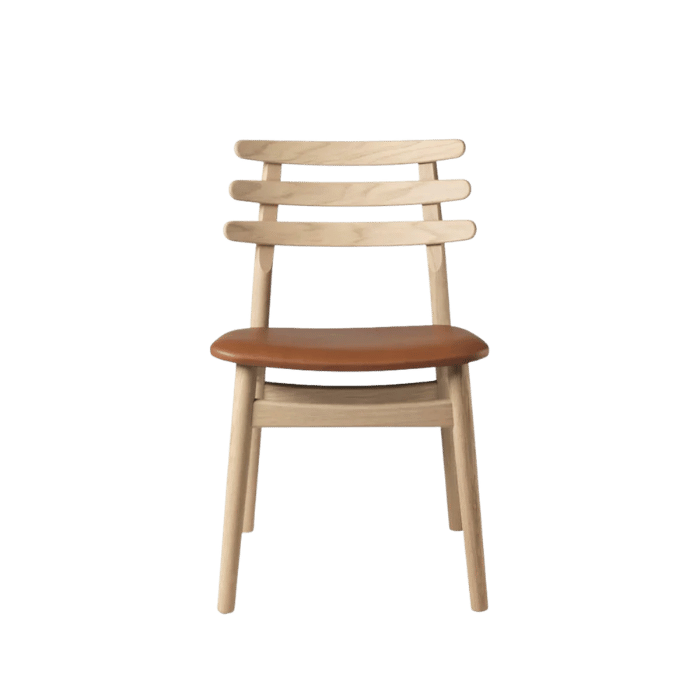 FDB Møbler J48 Chair, Nature Lacquered Oak/Cognac Leather