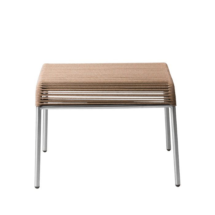FDB Møbler M20S Teglgaard Cord Footrest, Stainless Steel/Brushed Brown