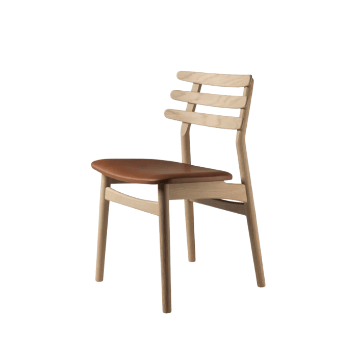 FDB Møbler J48 Chair, Nature Lacquered Oak/Cognac Leather