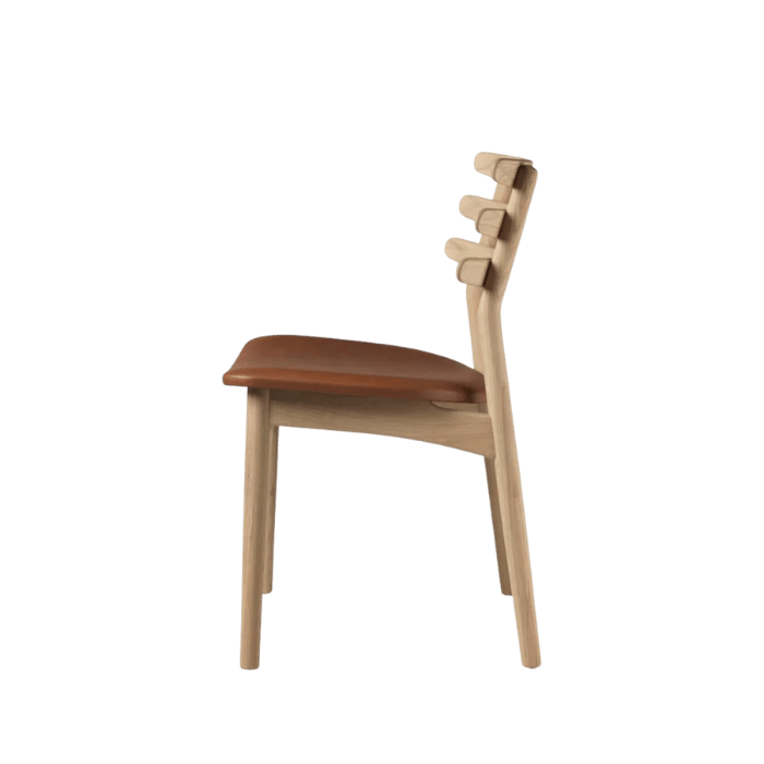 FDB Møbler J48 Chair, Nature Lacquered Oak/Cognac Leather