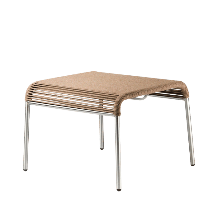 FDB Møbler M20S Teglgaard Cord Footrest, Stainless Steel/Brushed Brown