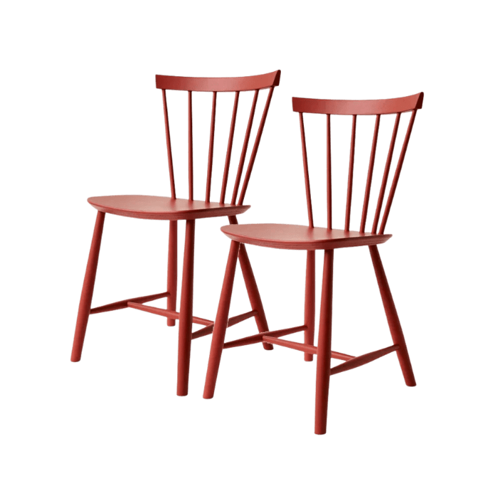 FDB Møbler J46 Dining Chair, Coral Red Painted Beech, 2 pcs.