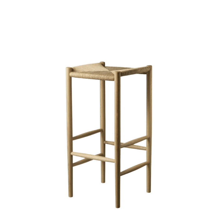 FDB Møbler J164B Bar Stool, Nature Lacquered Oak, Squared