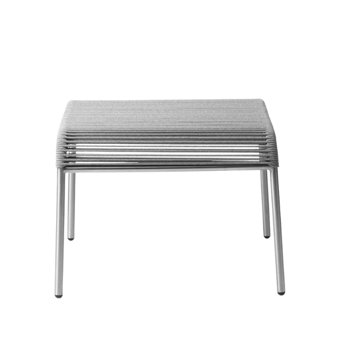 FDB Møbler M20S Teglgaard Cord Footrest, Stainless Steel/Brushed Light Grey
