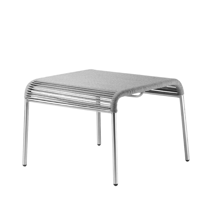 FDB Møbler M20S Teglgaard Cord Footrest, Stainless Steel/Brushed Light Grey