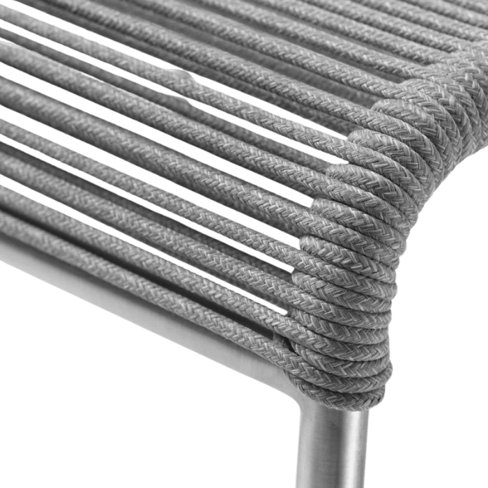 FDB Møbler M20S Teglgaard Cord Footrest, Stainless Steel/Brushed Light Grey