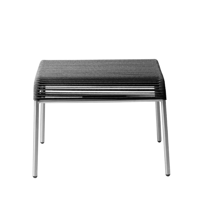 FDB Møbler M20S Teglgaard Cord Footrest, Stainless Steel/Brushed Black