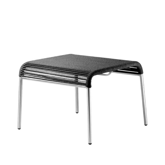 FDB Møbler M20S Teglgaard Cord Footrest, Stainless Steel/Brushed Black